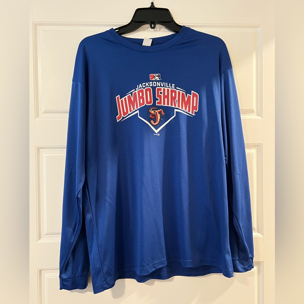 Men’s Blue Jacksonville Jumbo Shrimp Active Wear Large Long Sleeve